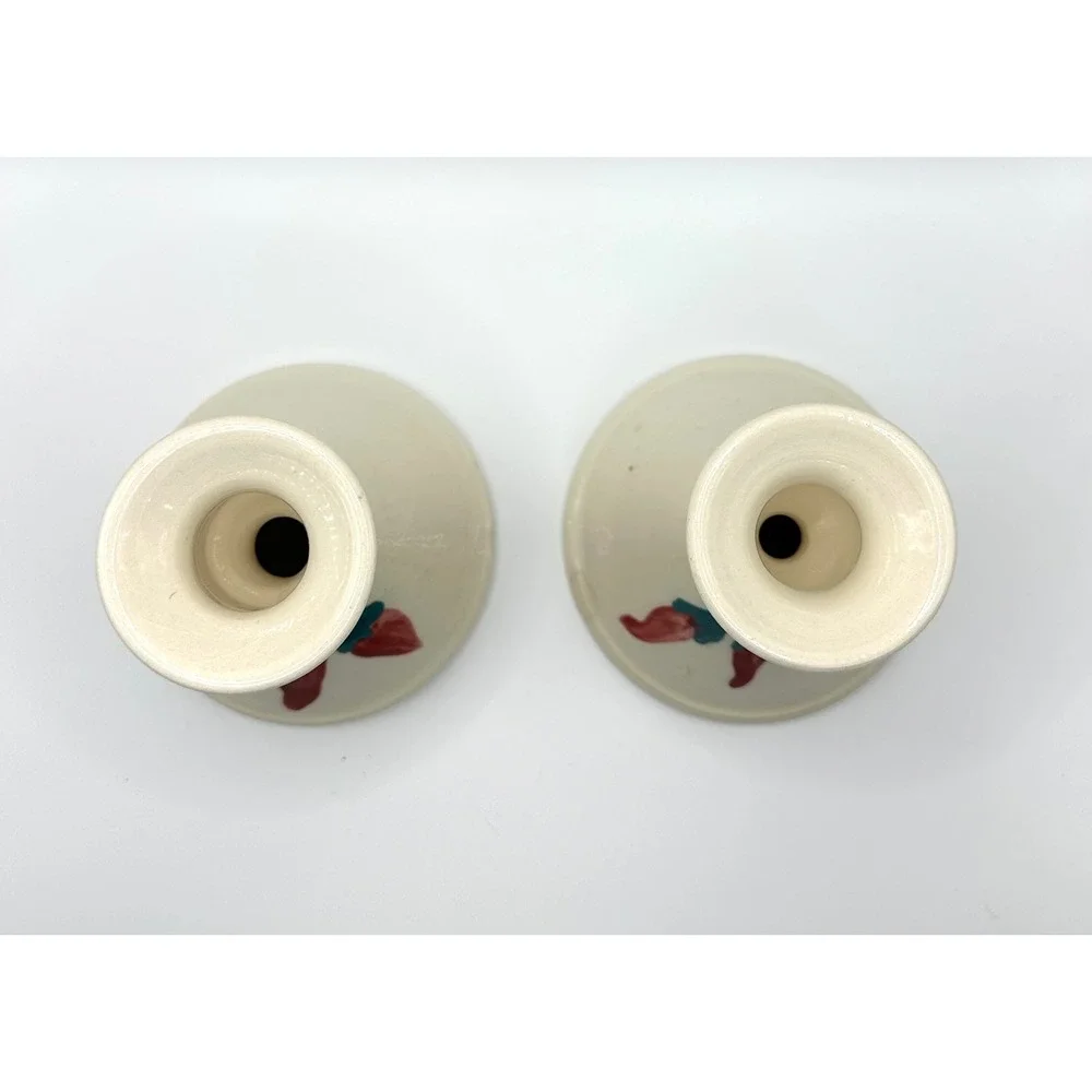 Vintage Southwestern Chili Pepper‎ Ceramic Taper Candlestick Holders Set of 2